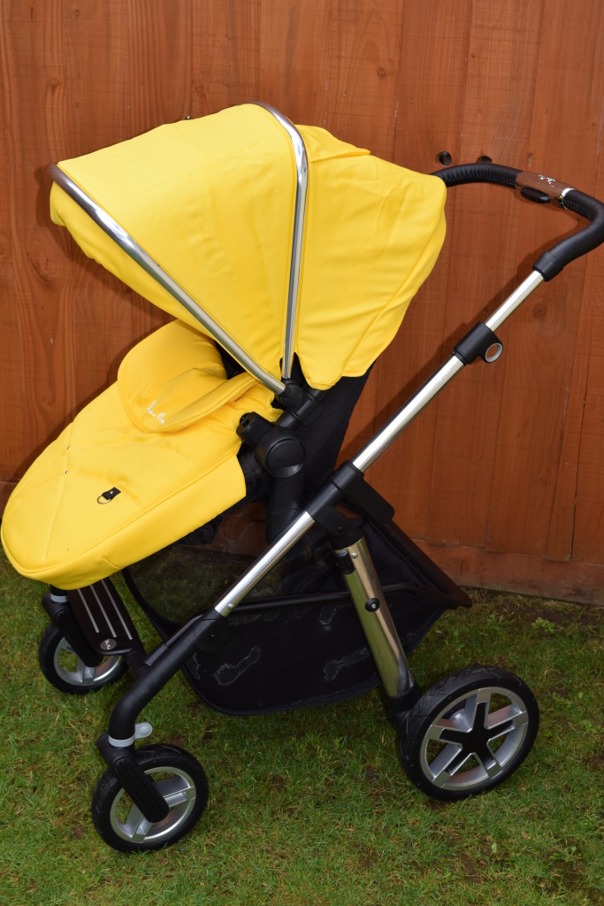 yellow silver cross pram