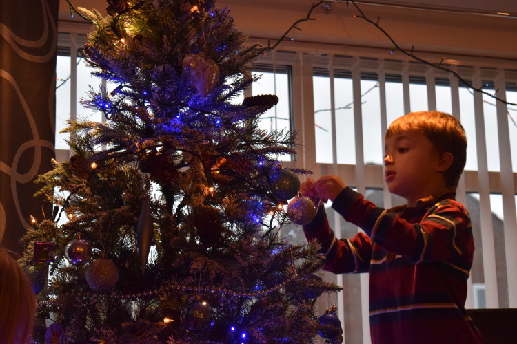 Decorating the Christmas tree